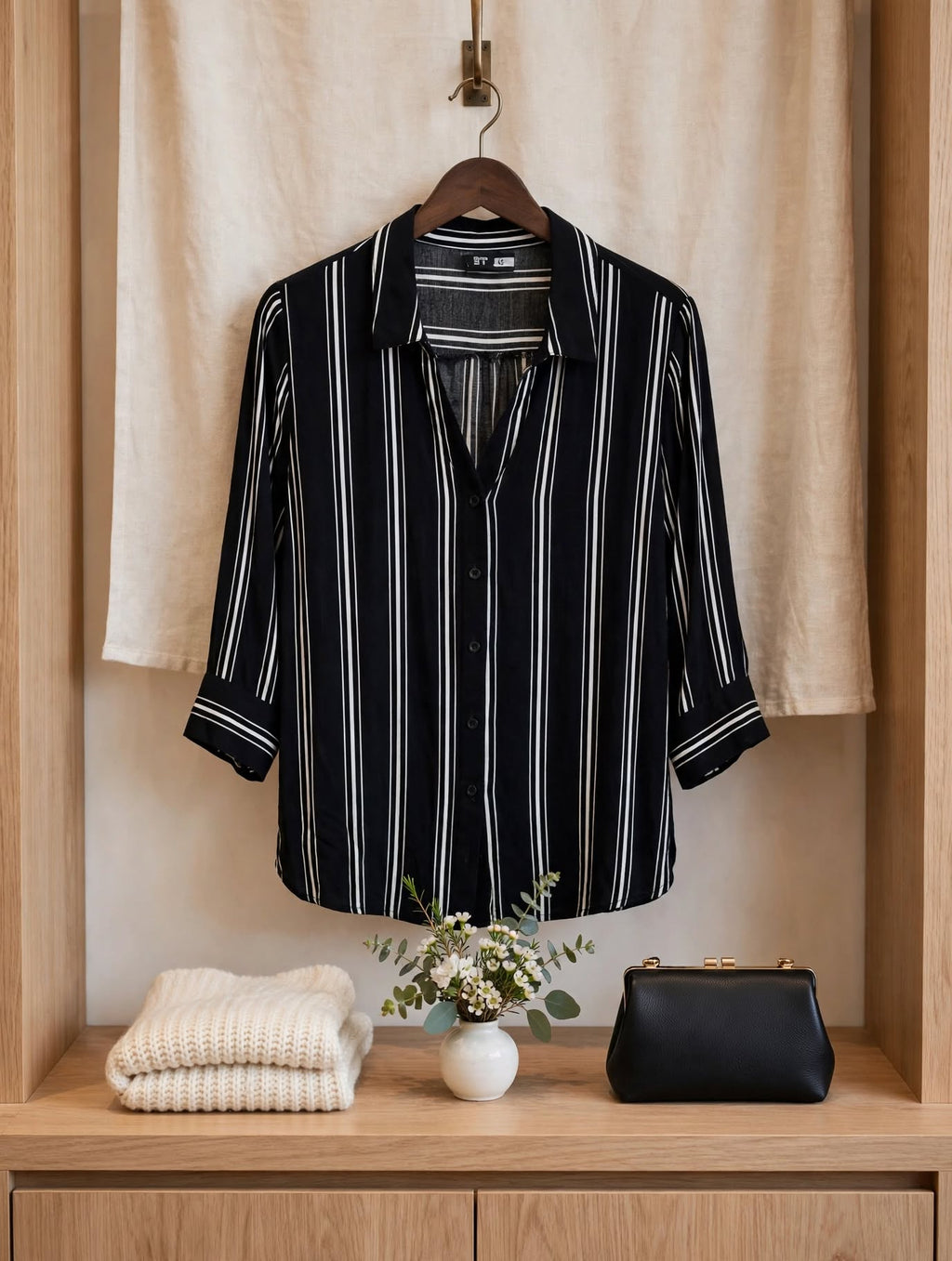 Mr Price RT Black & White Pinstripe Relaxed Shirt - Size XL
