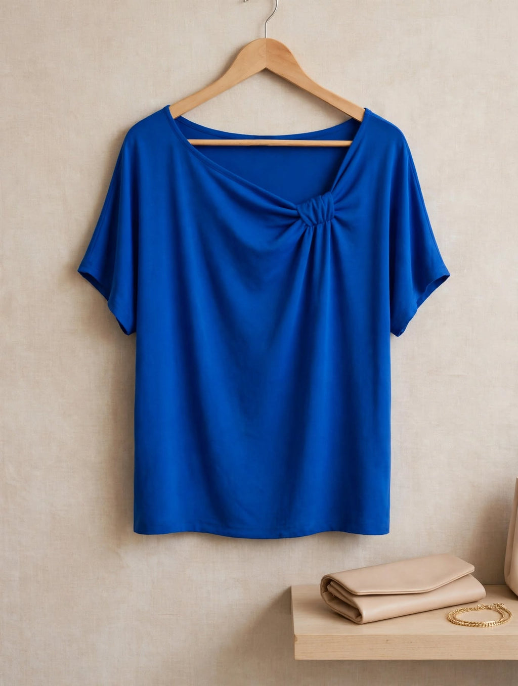 Donna-Claire Cobalt Blue Twist-Knot Blouse - Size 28