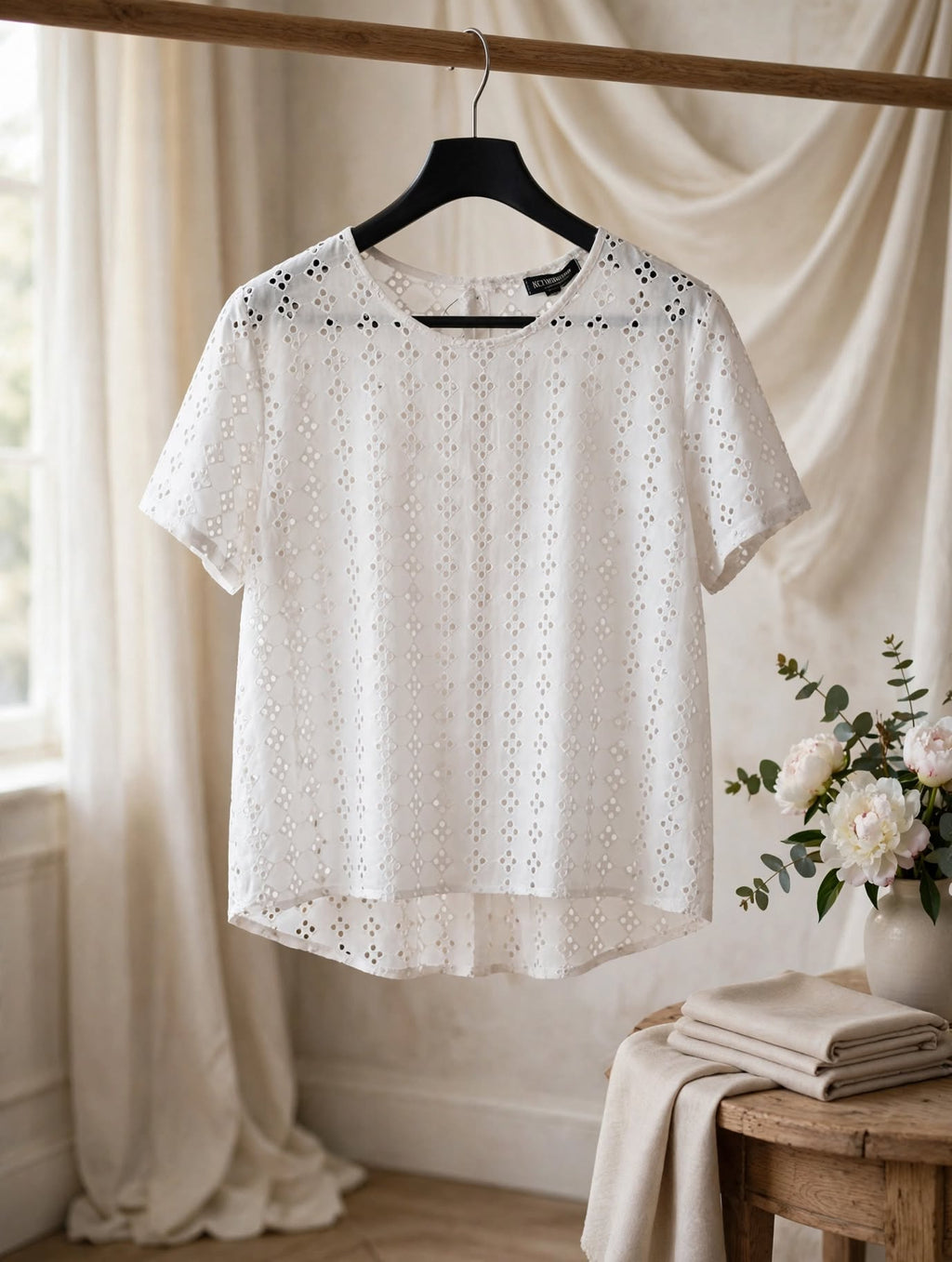 Network White Broderie Anglaise Eyelet Blouse - Size 16