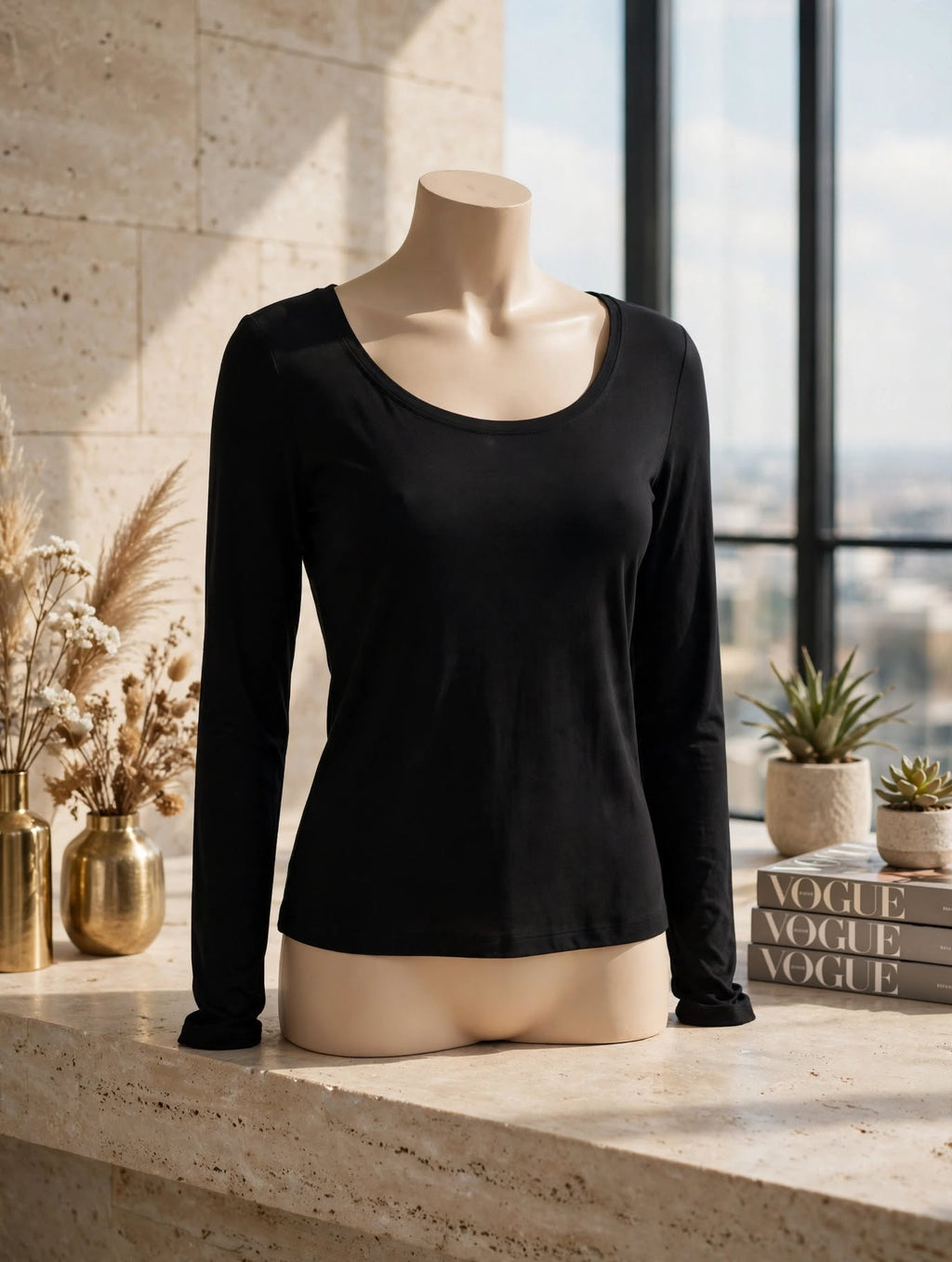 REAL Basics by Pick 'n Pay Black Scoop Neck Long Sleeve Blouse - Size XL