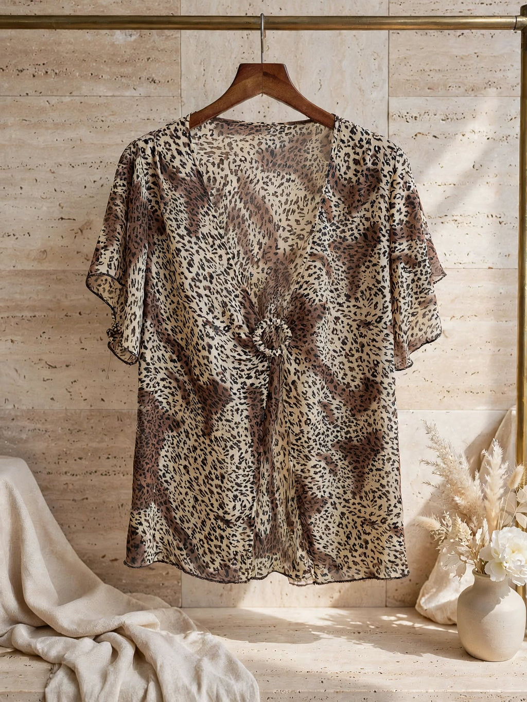 Judy's Pride Leopard Print Chiffon Blouse - Size 42