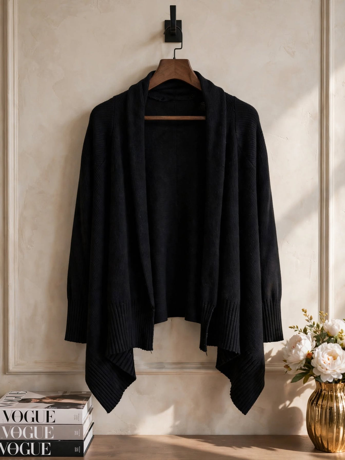 Zara Black Waterfall Open Cardigan - Size Small