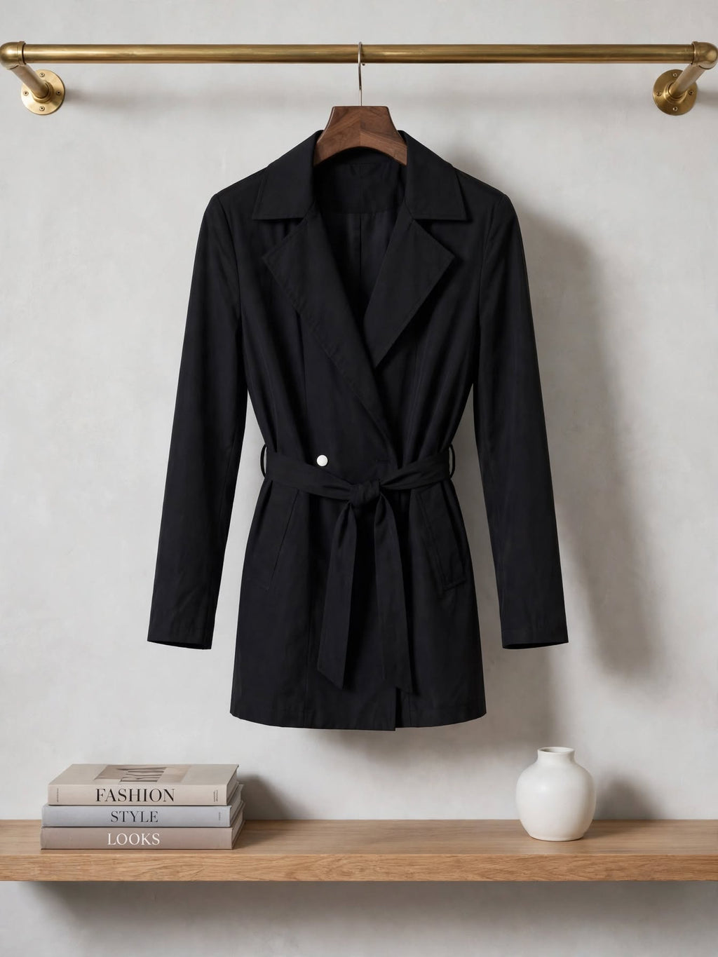 Woolworths Black Belted Trench Coat Jacket - Size 32