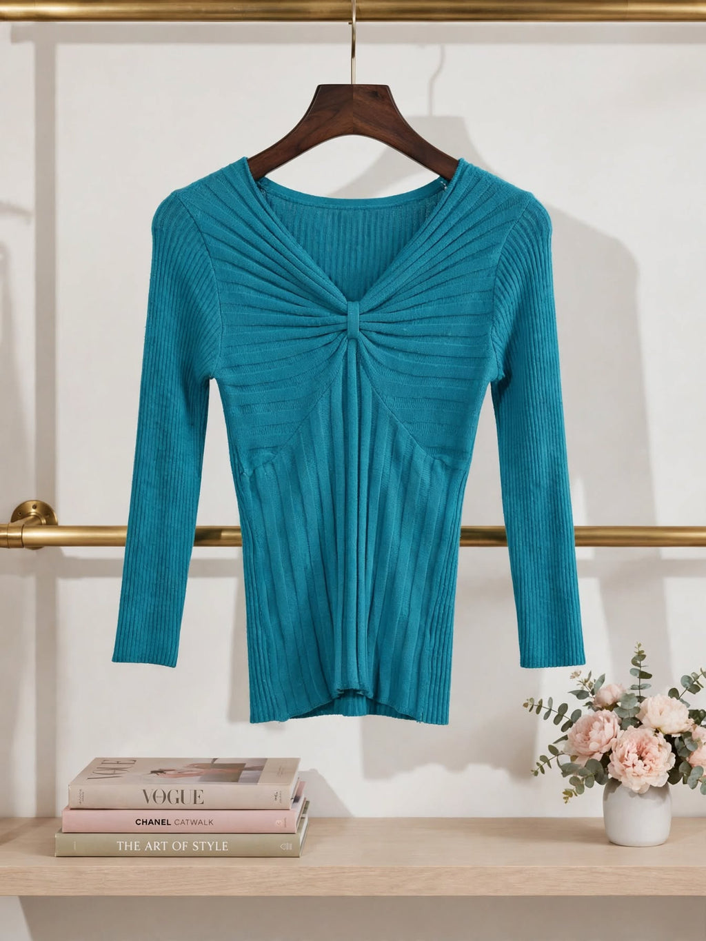 Truworths Inwear Teal Twist Front Ribbed Jersey - Size Medium