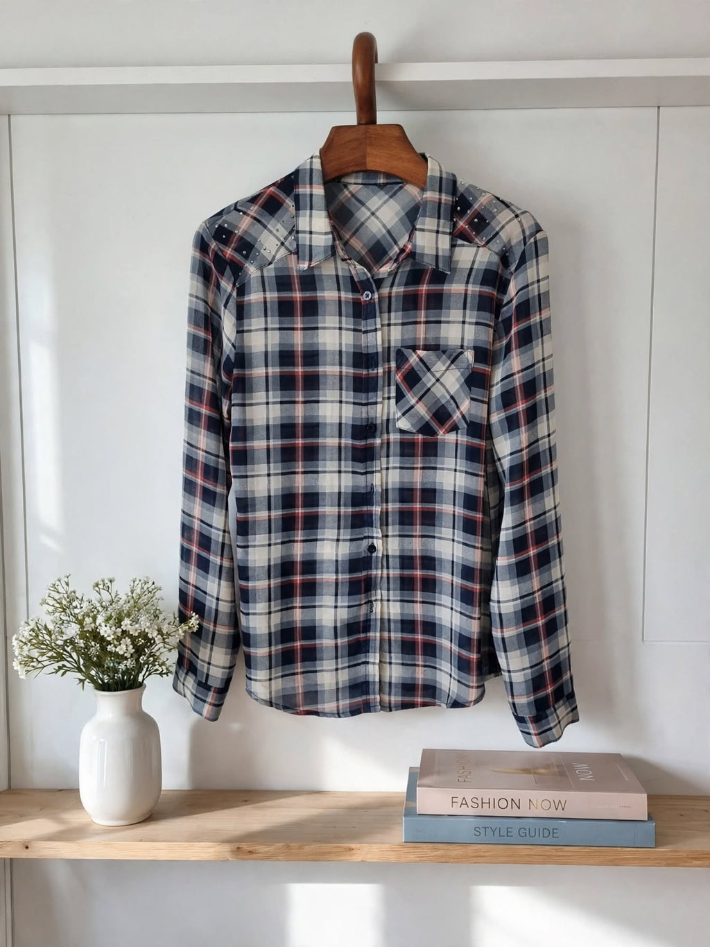 Network Checkered Long Sleeve Blouse - Size 10 / 34