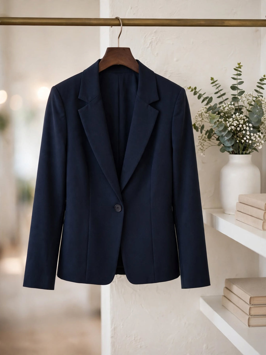 Fashion Express Navy Blue One-Button Tailored Blazer - Size 14