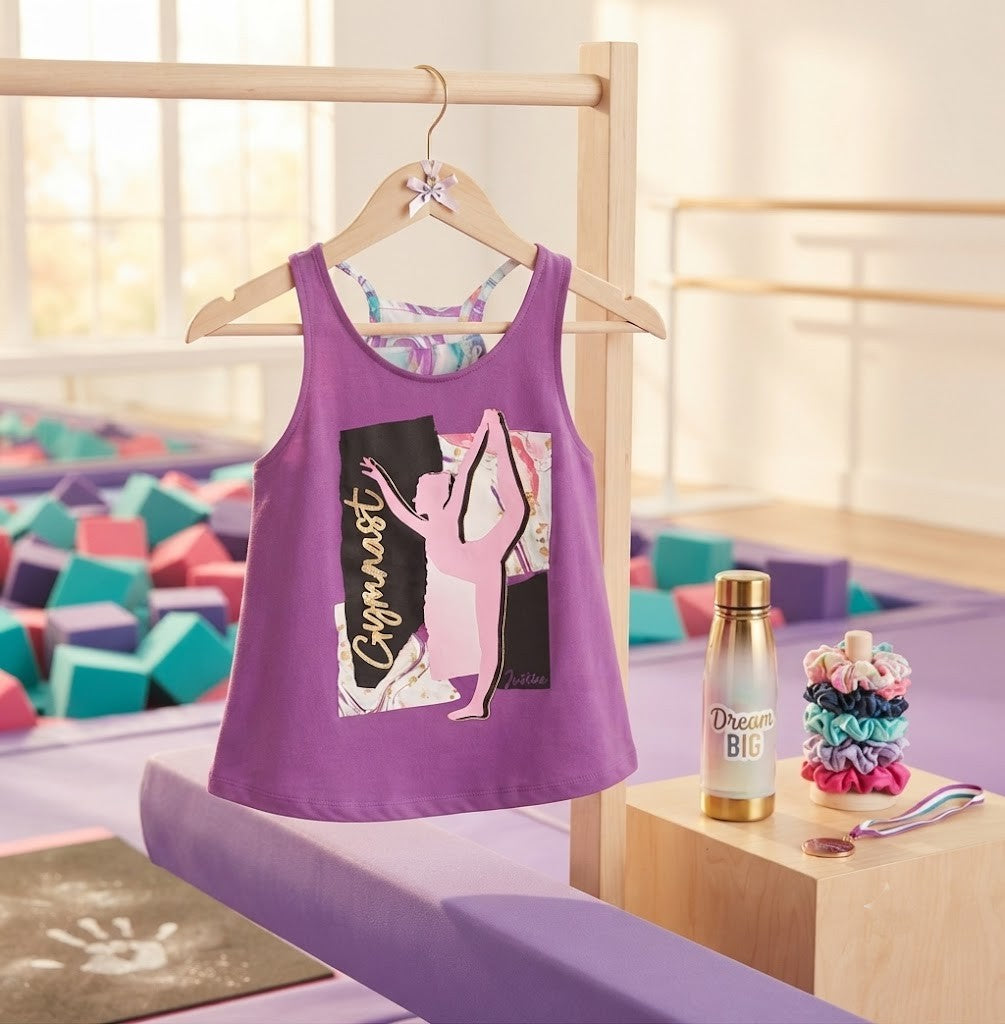 Pre-loved Justice Gymnast Graphic Tank Top - Girls Size 12-14