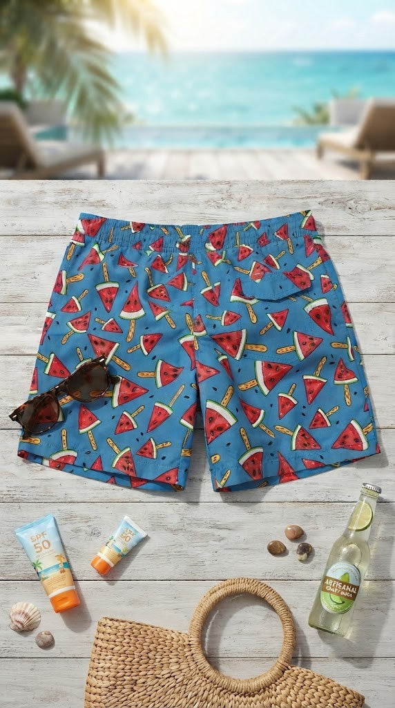 Markham Men’s Watermelon Print Swim Shorts – Size Medium