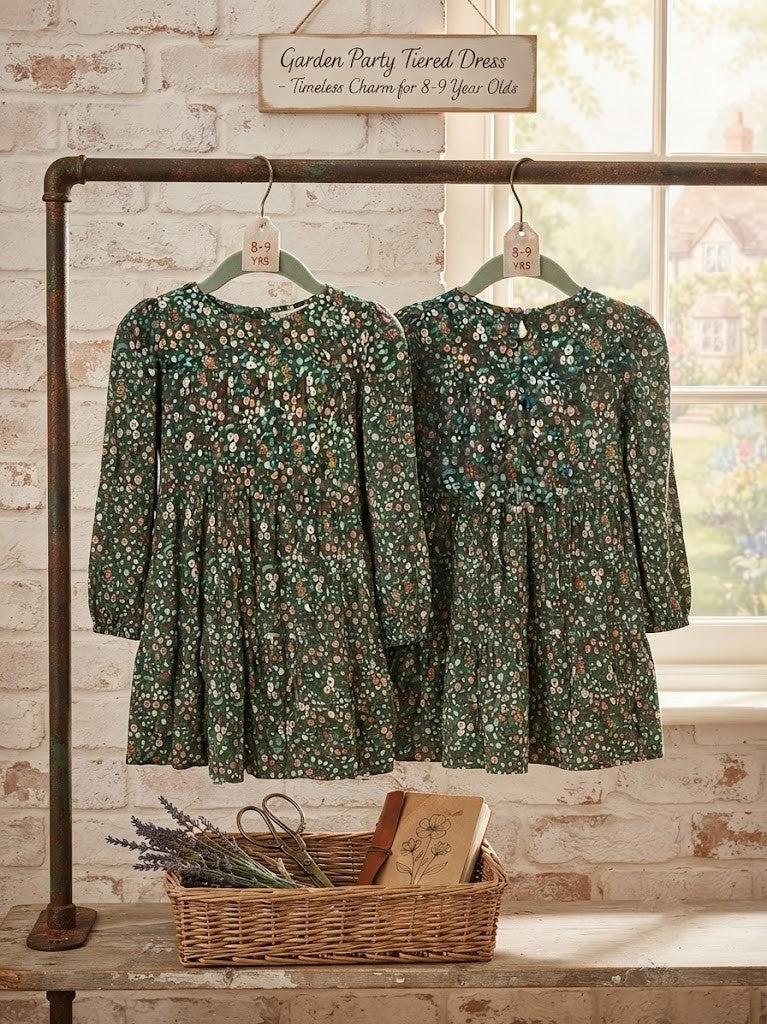 Pre-Loved Woolworths Floral Tiered Cotton Dress – Girls Size 8-9 Years
