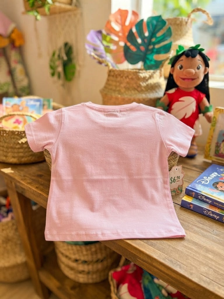 Disney Lilo & Stitch "Heart Eyes" Graphic Tee – Girls Size 6-7 Years (100% Cotton)