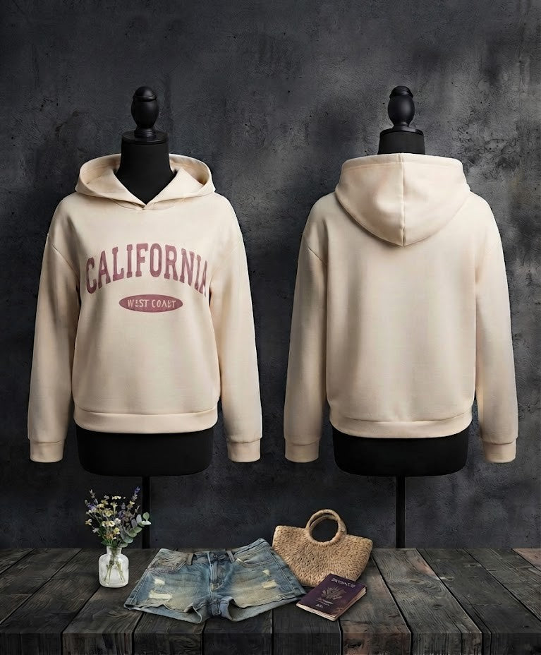 California West Coast Kids Hooded Sweatshirt – Cream – Size 8-9 Years