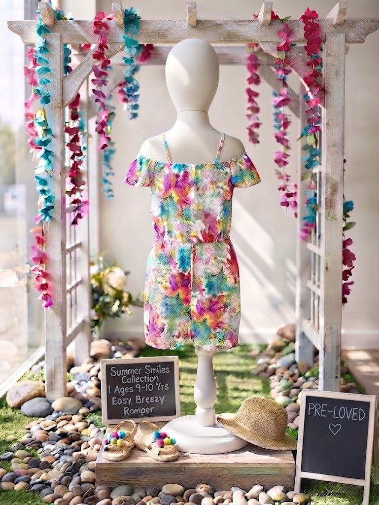 Summer Smiles Floral Rayon Romper | Ages 9-10 Years