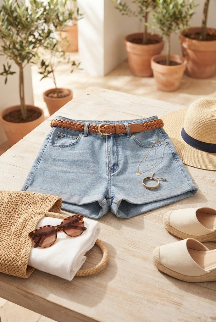 Vintage-Inspired Embroidered Denim Shorts – Size Large