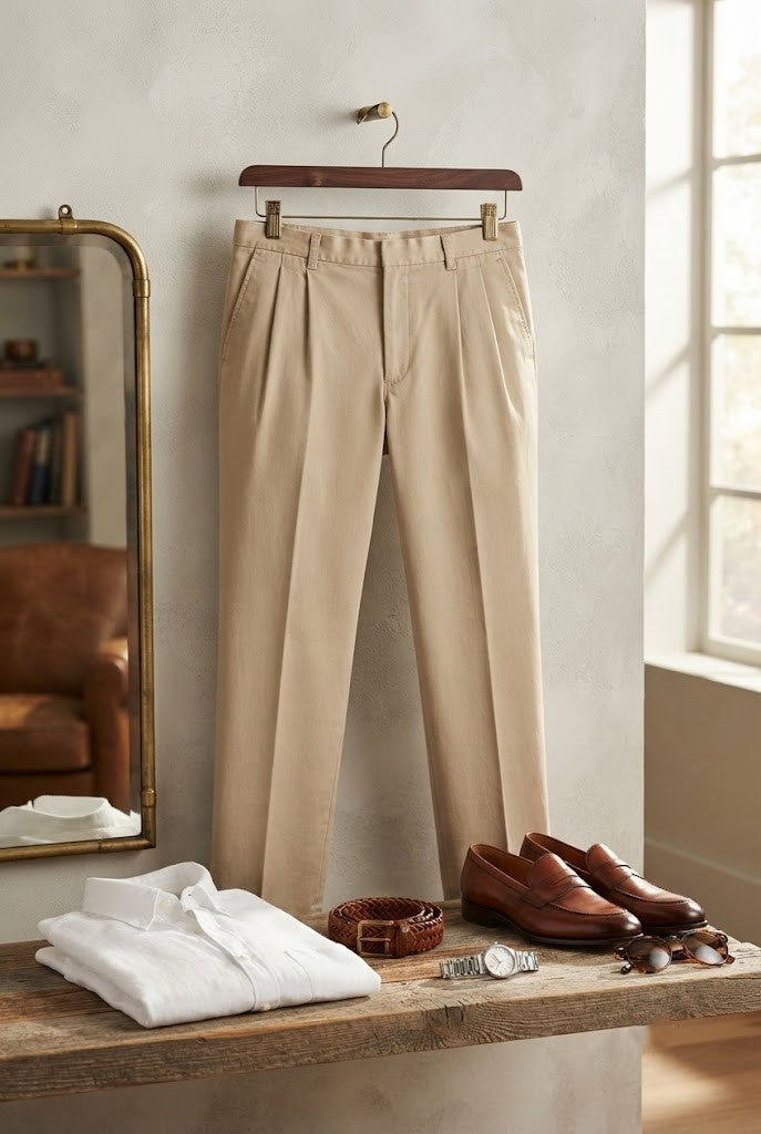 Classic Men's Tailored Chinos - Size 36 | 100% Premium Cotton - Excellent Condition