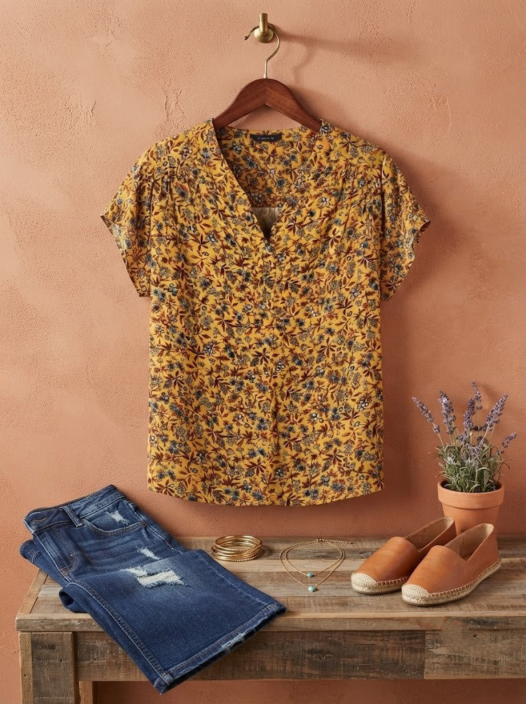 Pre-Loved Milady’s Floral Print V-Neck Blouse – Size 36