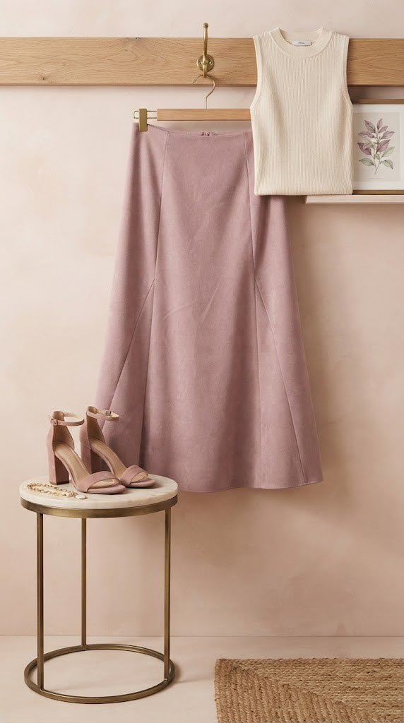 Contempo Pink A-Line Midi Skirt | Excellent Condition | Size 36