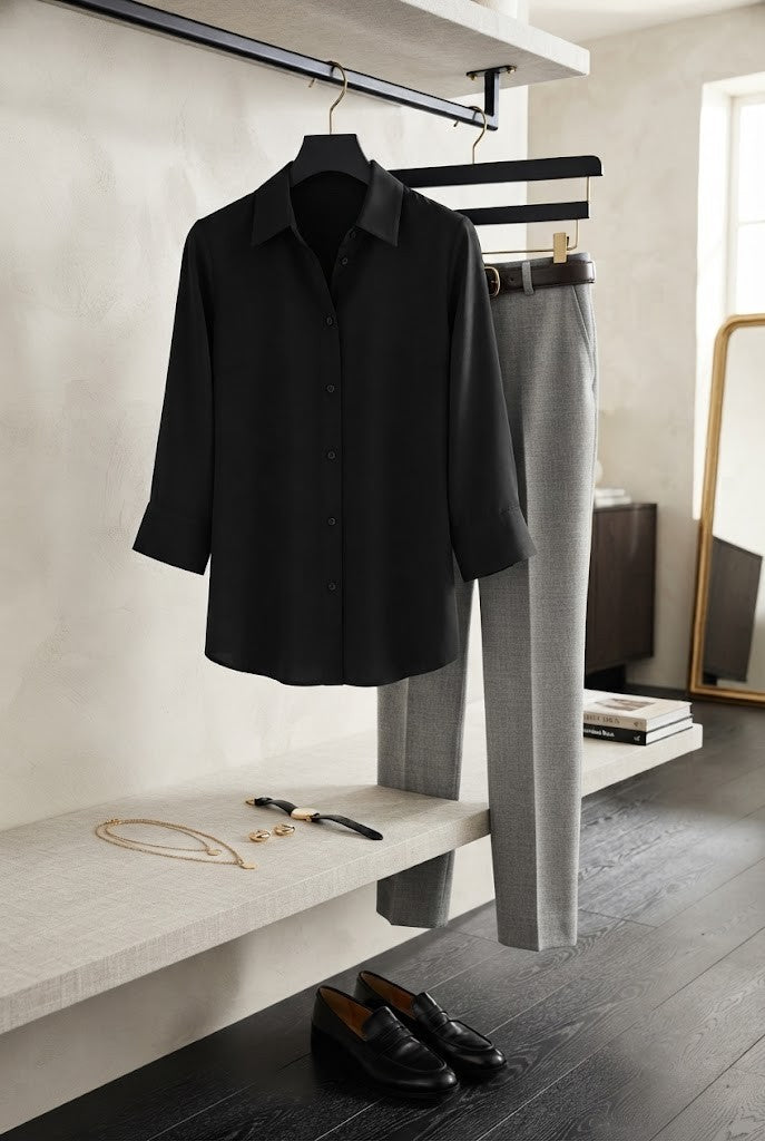 Woolworths Black 3/4 Sleeve Button-Down Blouse – Size 14 / 38