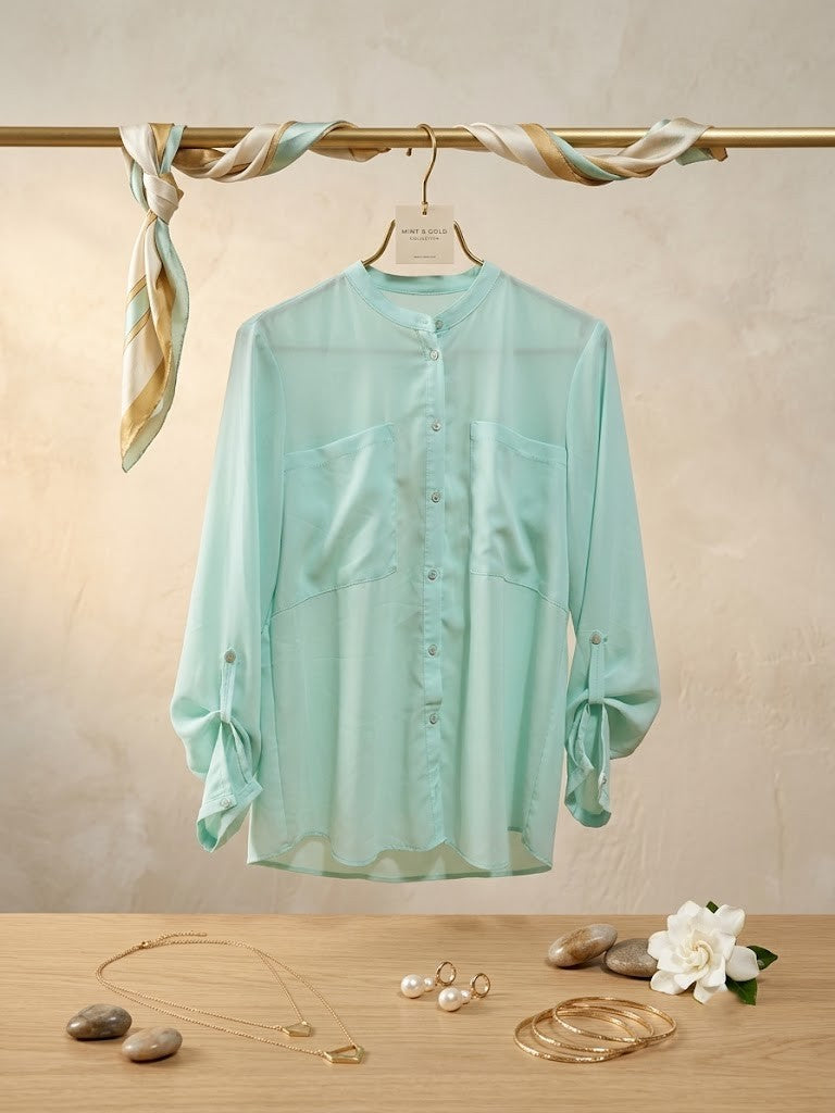 Elegant Mint Green Essential Blouse – Size 32