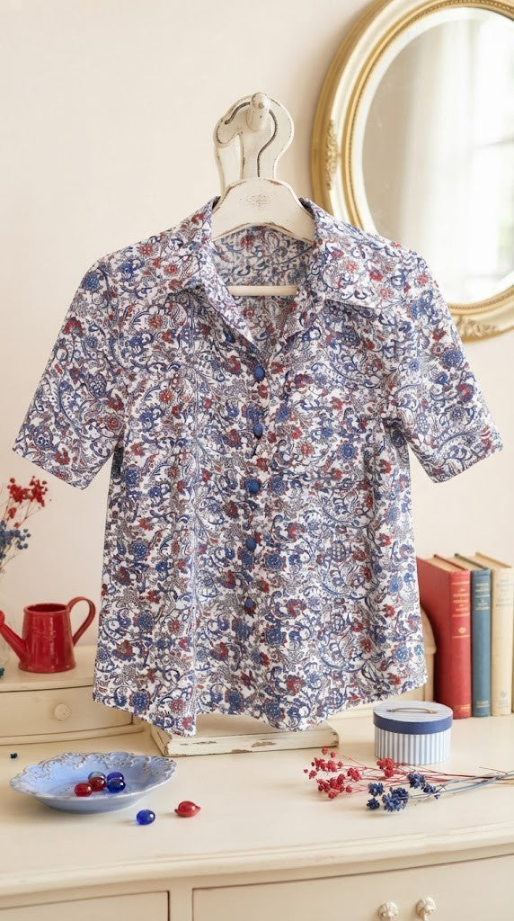 Floral Print Button-Down Blouse - Size Medium