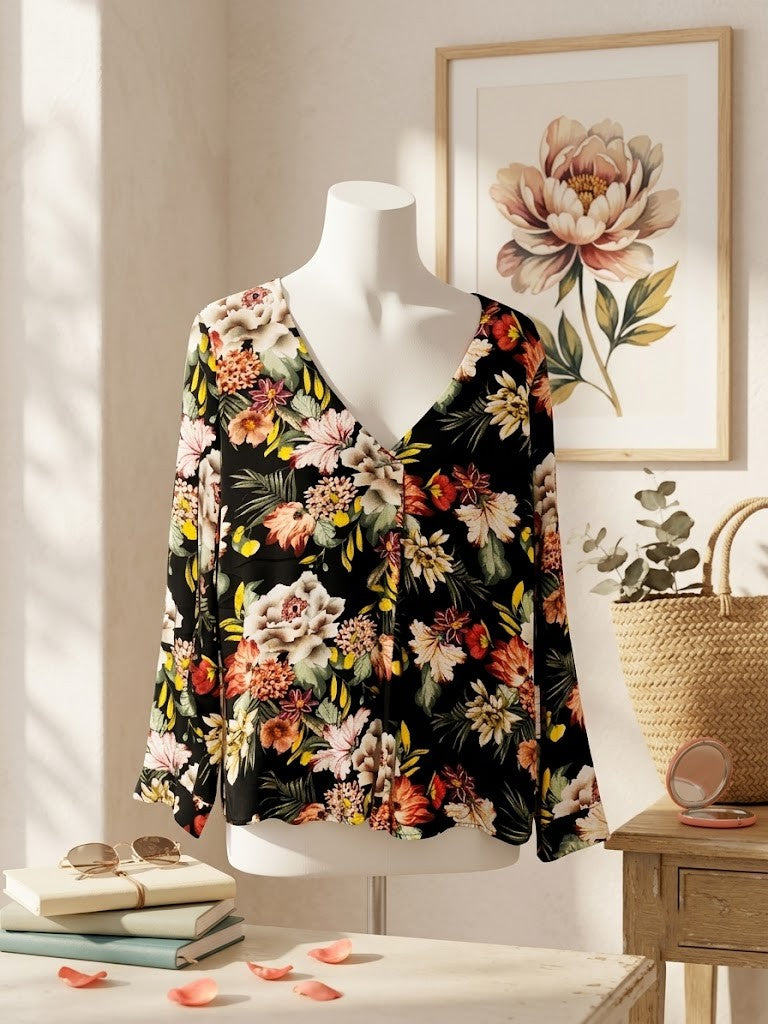 Tango Floral Print Viscose Blouse - Size 34 - Excellent Condition