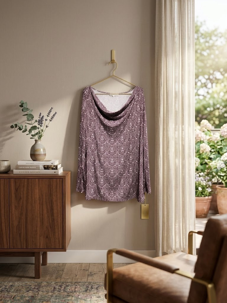 David Jones Women's Cowl Neck Patterned Blouse – Size XL – Excellent Condition