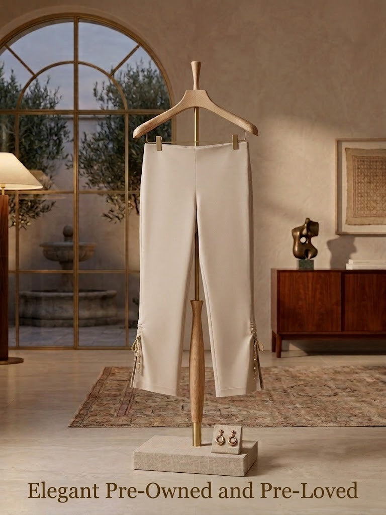 Trends Women’s Beige Cropped Pants with Side Tie Detail – Size 34