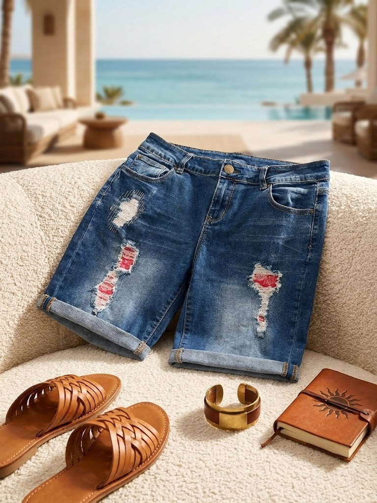 Inwear Distressed Denim Bermuda Shorts – Size 36