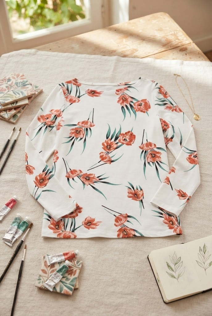 Pre-Loved Floral Print Long-Sleeve Blouse – Size XL