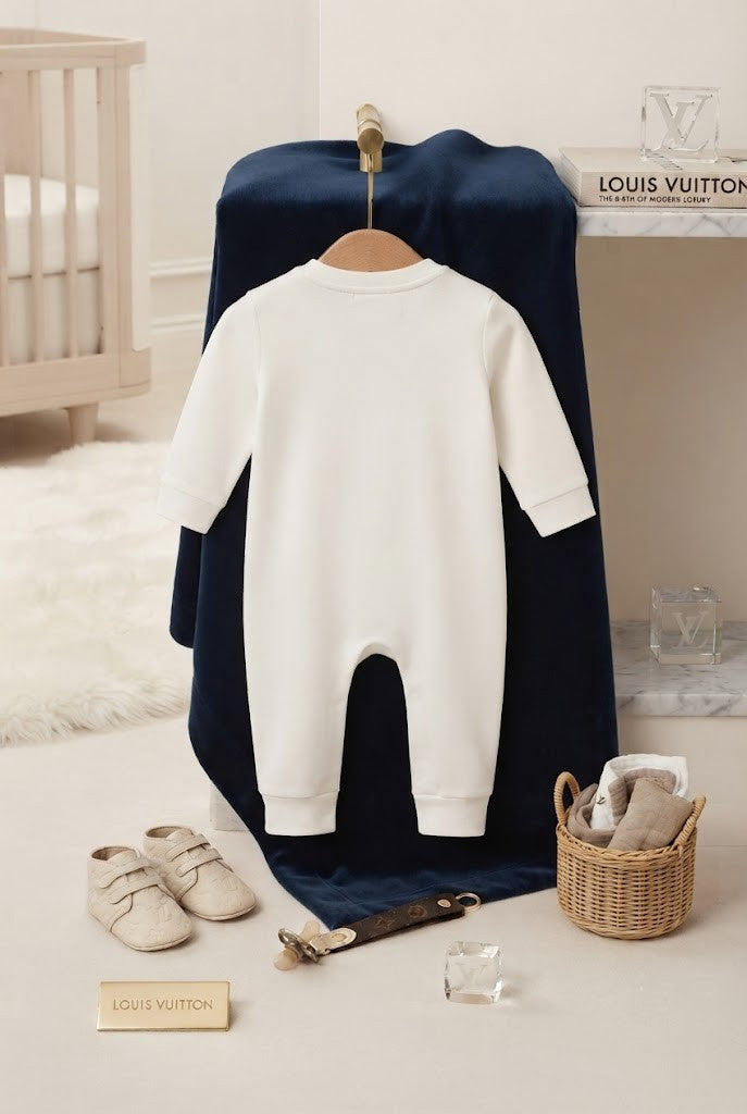 Louis Vuitton Teddy Bear Print Cotton-Blend Babygrow - Size 0-3 Months