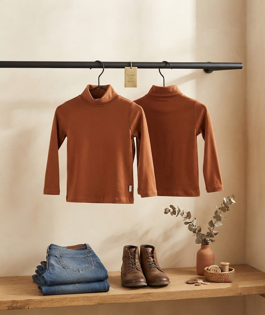 Pre-Loved WAGA Dude Long Sleeve Turtleneck – Burnt Orange – Size 5-6 Years