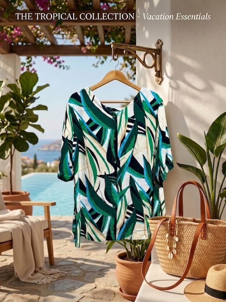 Milady's Botanical Print Viscose Blouse - Size Medium