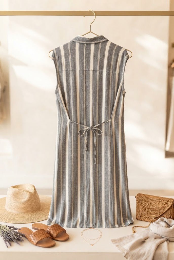 Hurley Striped Button-Front Midi Dress - Size XL - Excellent Condition