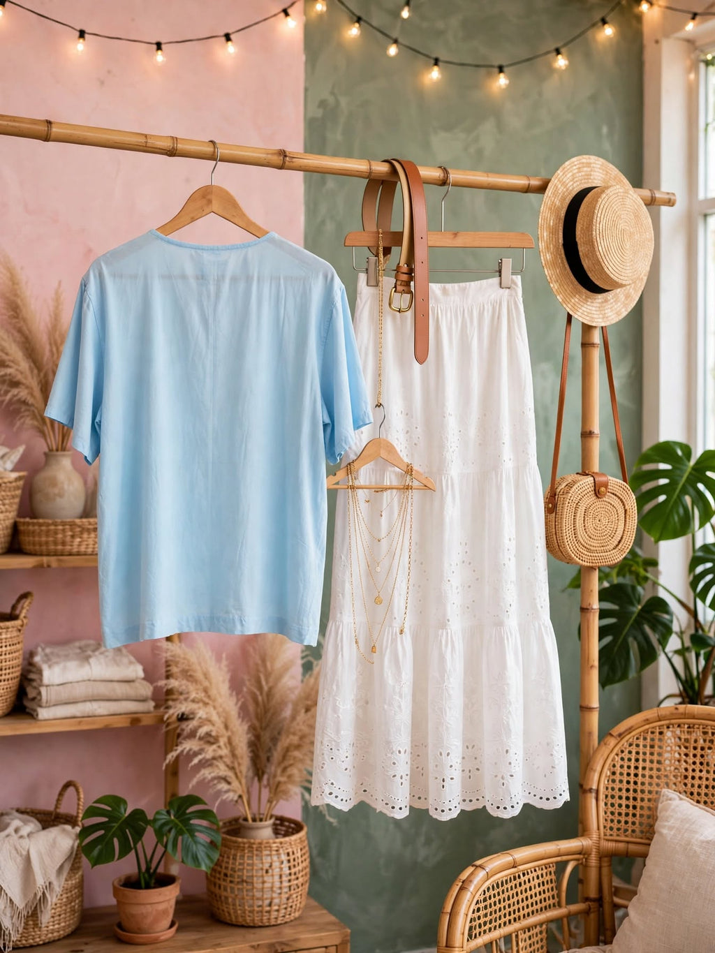 Light Blue Embroidered Boho Blouse - Size 2XL