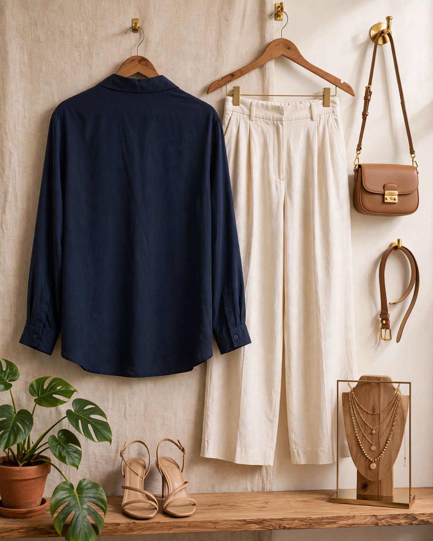 Navy Luxe Button-Down Blouse - Size 2XL