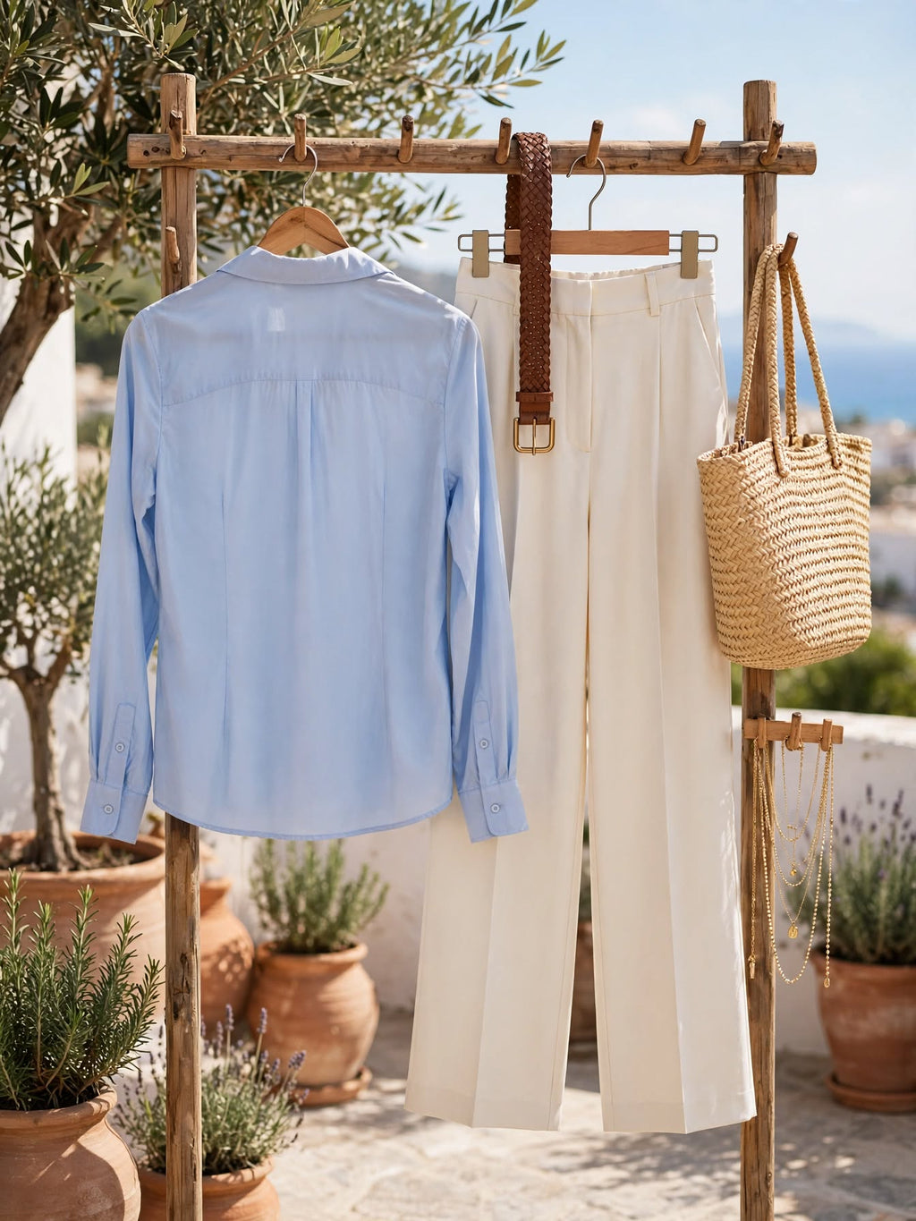 The Sky Blue Classic - Slim Fit Button-Up Blouse - Size Small