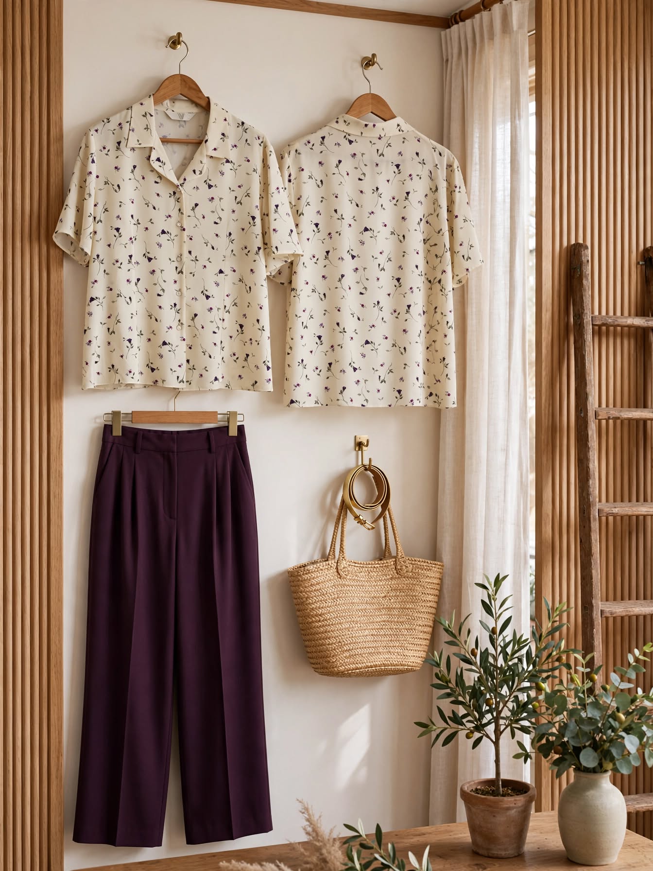 Woolworths Cream with Purple Wildflower Floral Print Blouse - Size 42