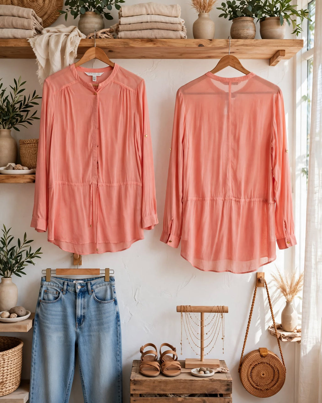 Forever New Coral Peach Blouse - Size EUR 38 / AUS 10 / USA Small