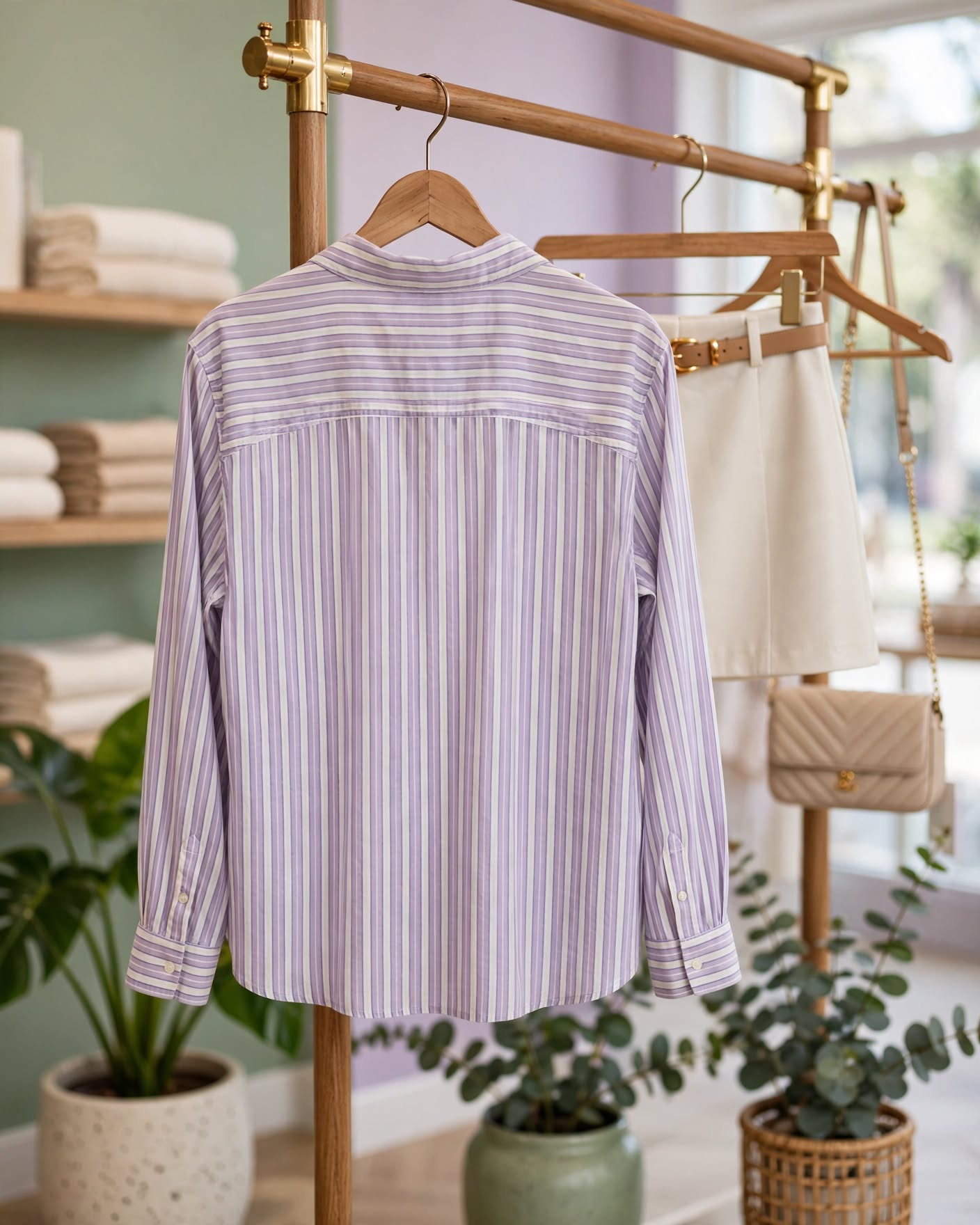 Woolworths Lilac Stripe Cotton Shirt - Size 18