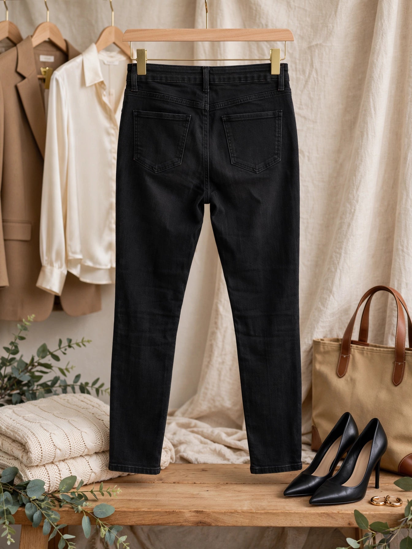 Oakridge Black High Waist Stretch Skinny Jeans - Size 38