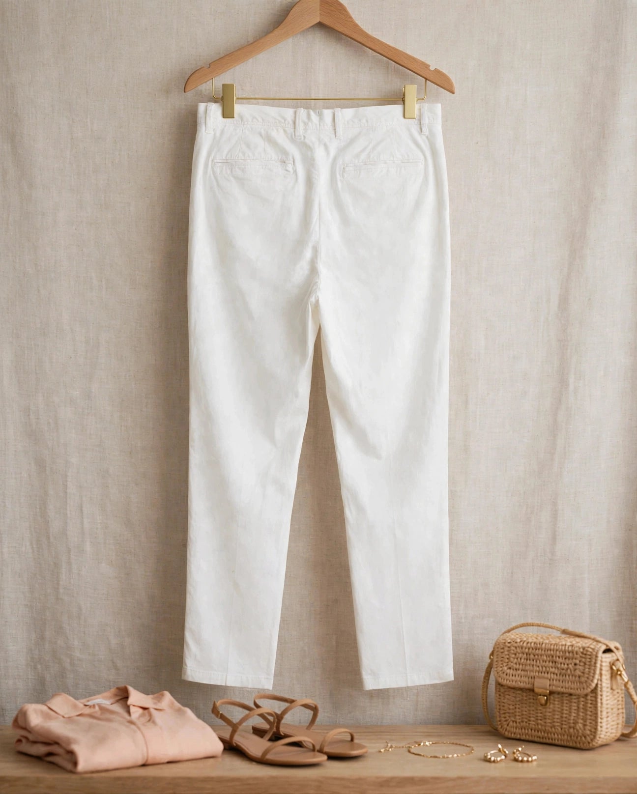 Woolworths White Straight-Leg Chinos - Size 34