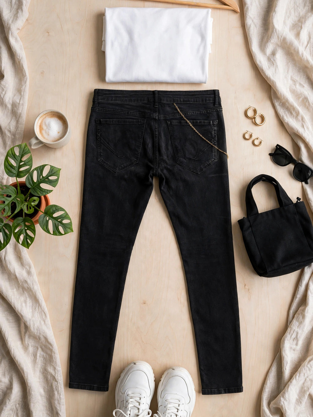 Black Skinny Stretch Relay Jeans High Waist - Size 32