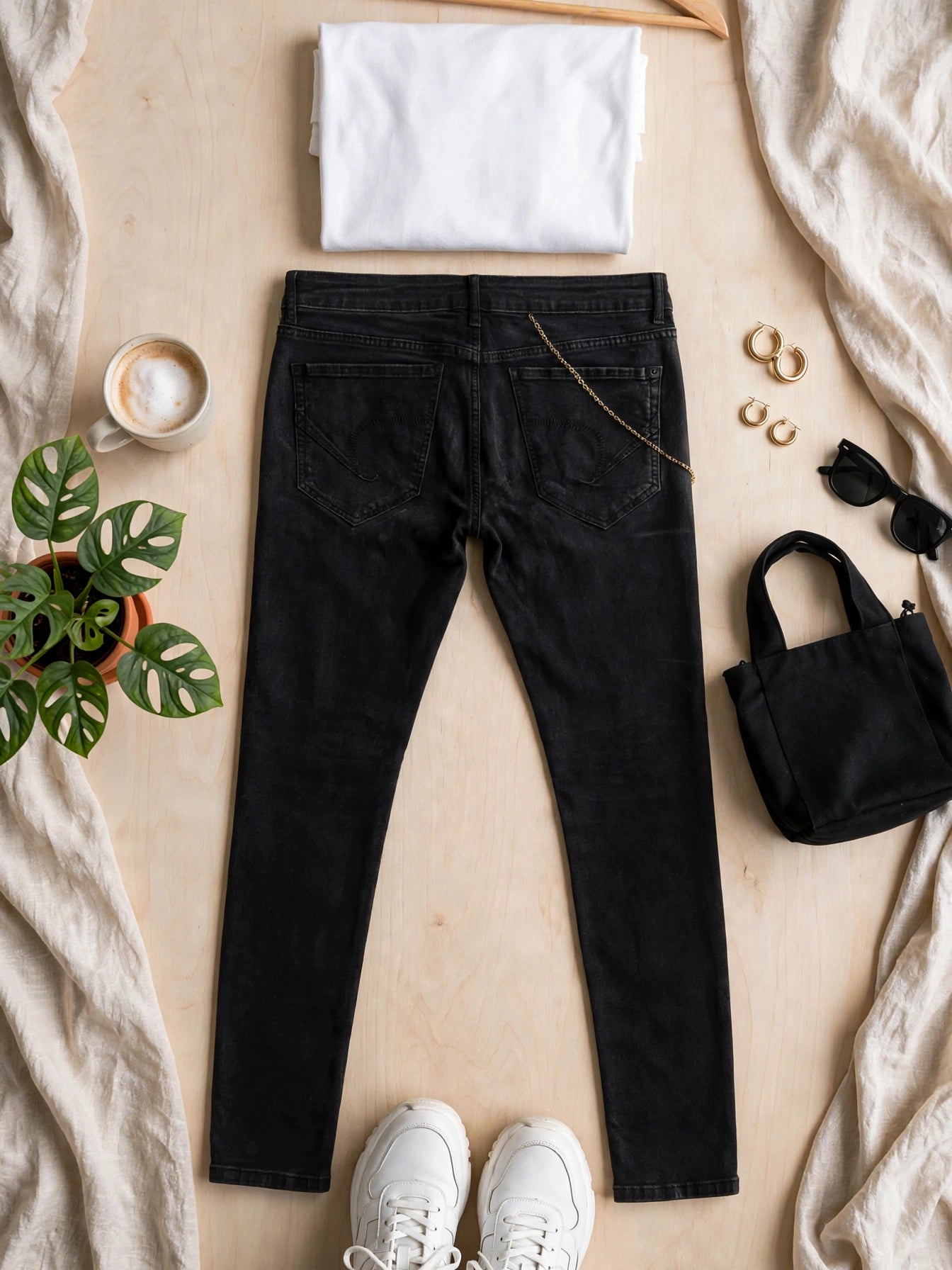 Black Skinny Stretch Relay Jeans High Waist - Size 32