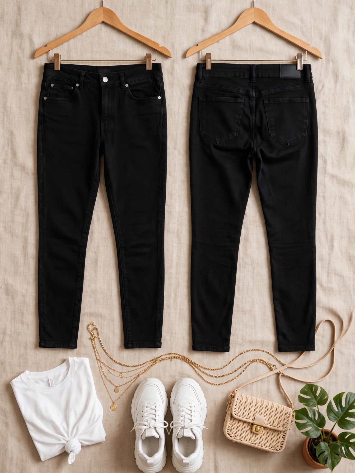 Tahari Black Classic High-Waisted Stretch Skinny Denim Jeans - Size 34