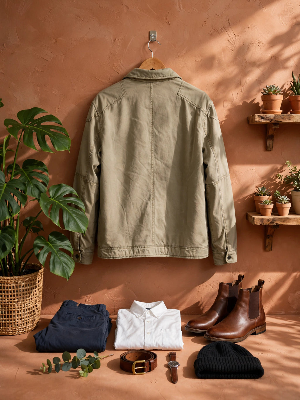 Woolworths Men's Khaki Zip Utility Jacket - Size Large