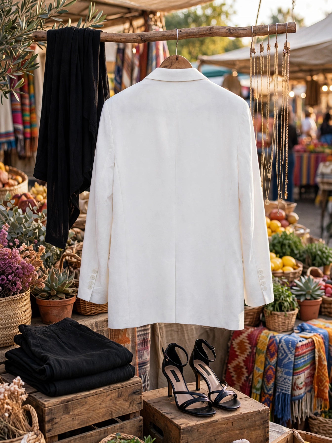 Poetry White Linen-Blend Everyday Blazer - Size 42