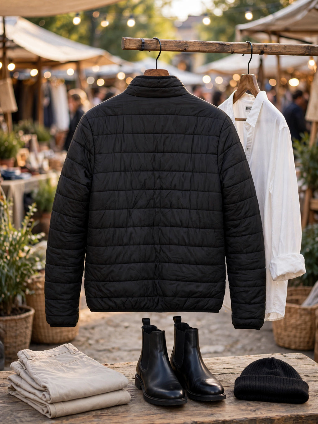 Men's Black Originals Quilted Puffer Jacket - Size Small