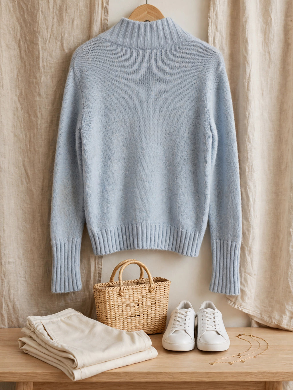 Powder Blue News Casuals Zip-Up Knit Cardigan - Size Medium