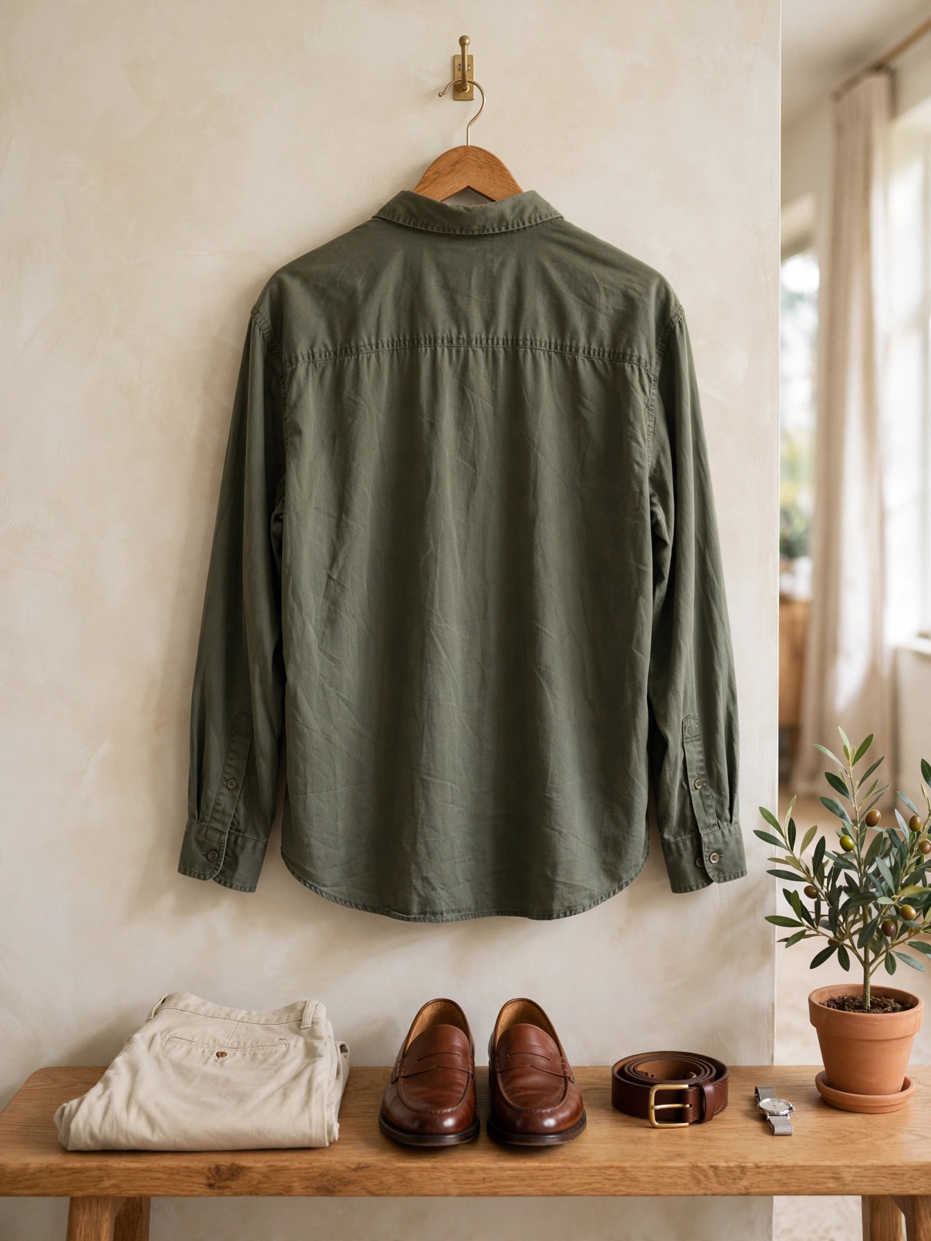 Men's Olive Long Sleeve Woolworths Shirt - 3XL