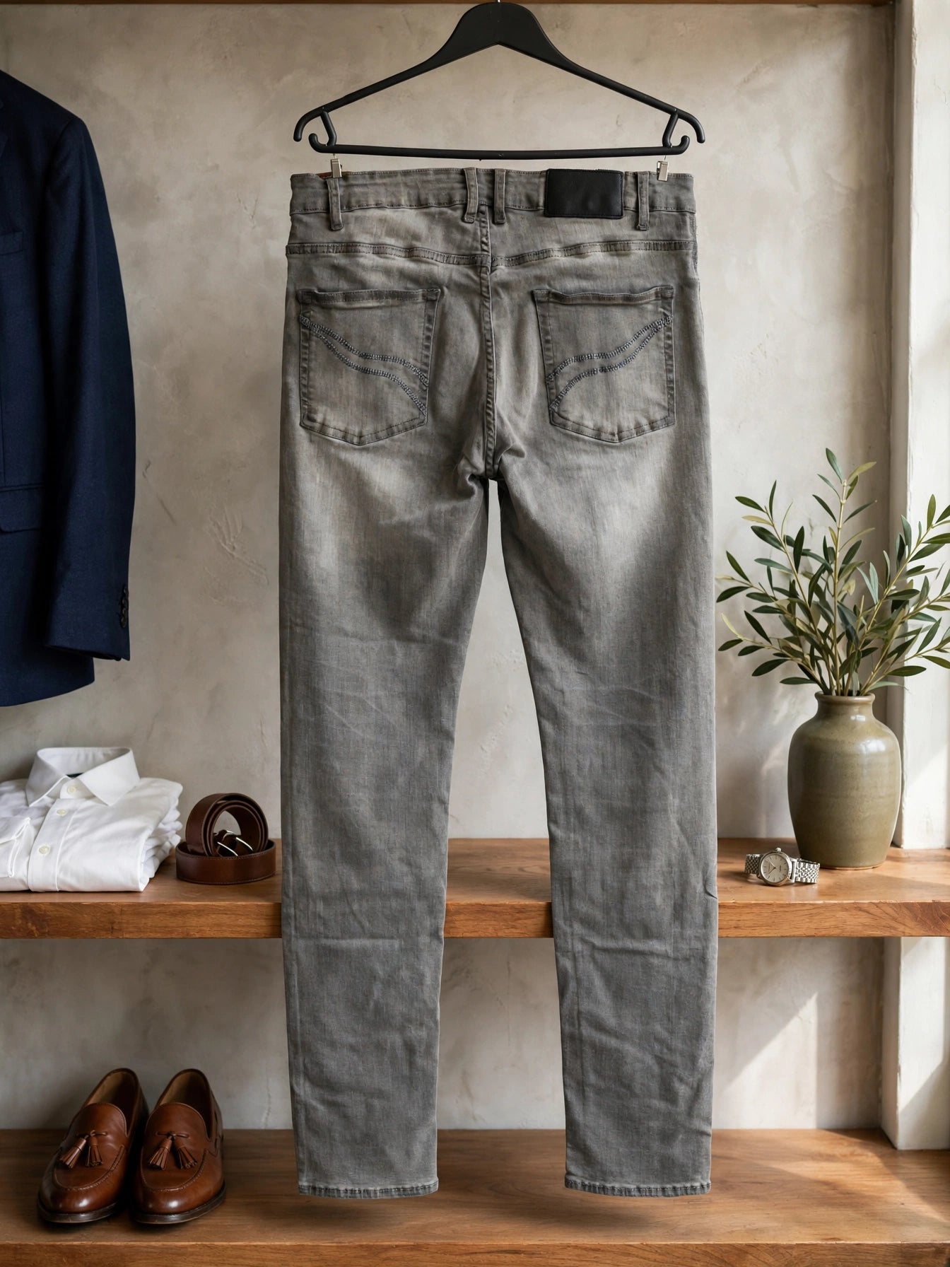 Kingsley Heath Grey Wash Slim Jeans - Size 34