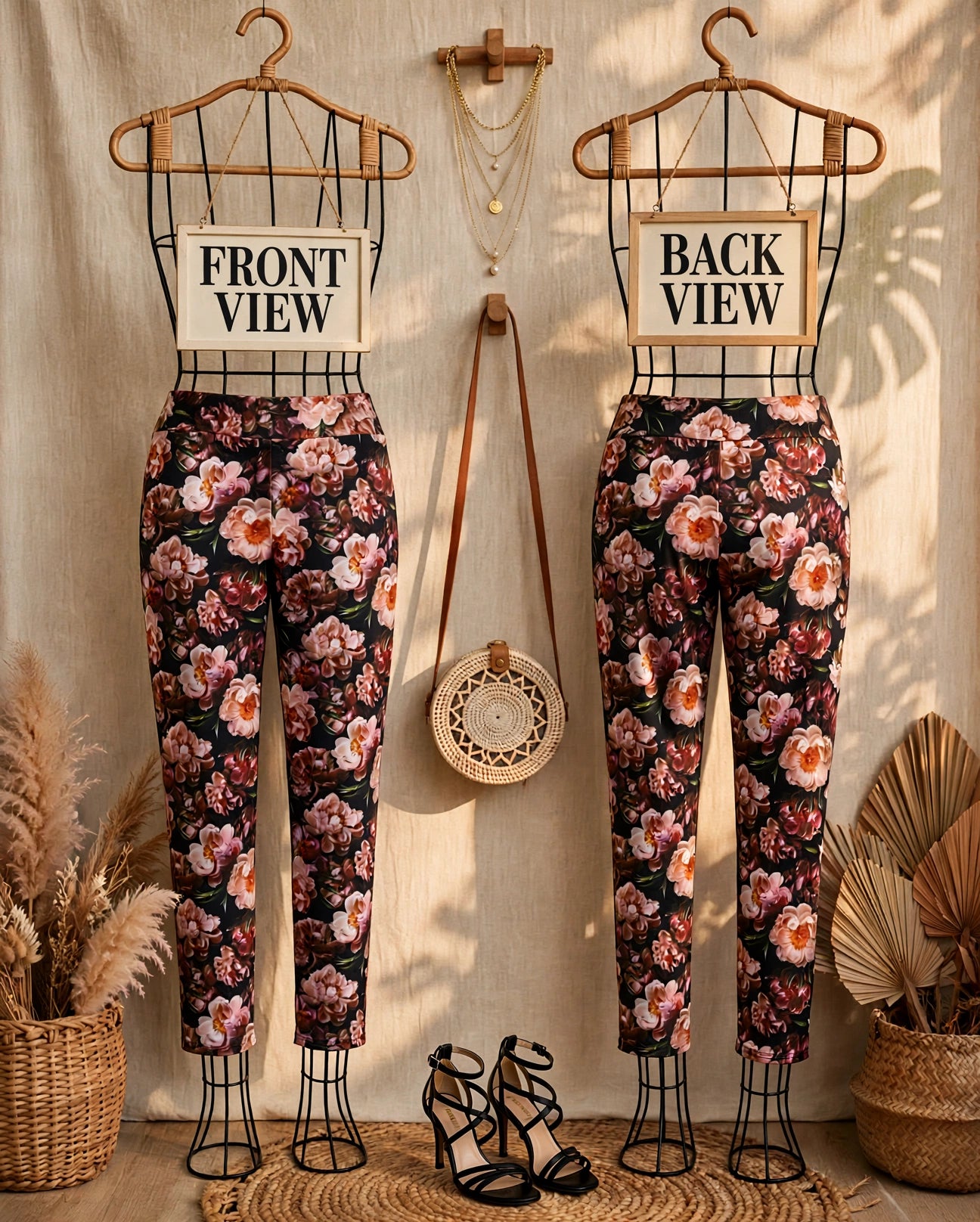 Loka Floral Peony High-Waisted Pants - Size XL